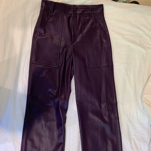 dark purple ZARA faux leather pants